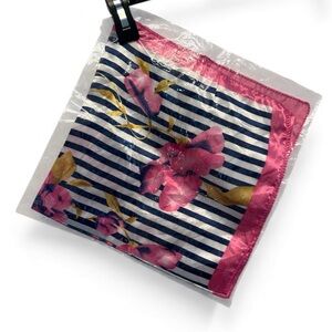 Mysterious New in Bag Unbranded Pink and Blue Striped Floral Scarf